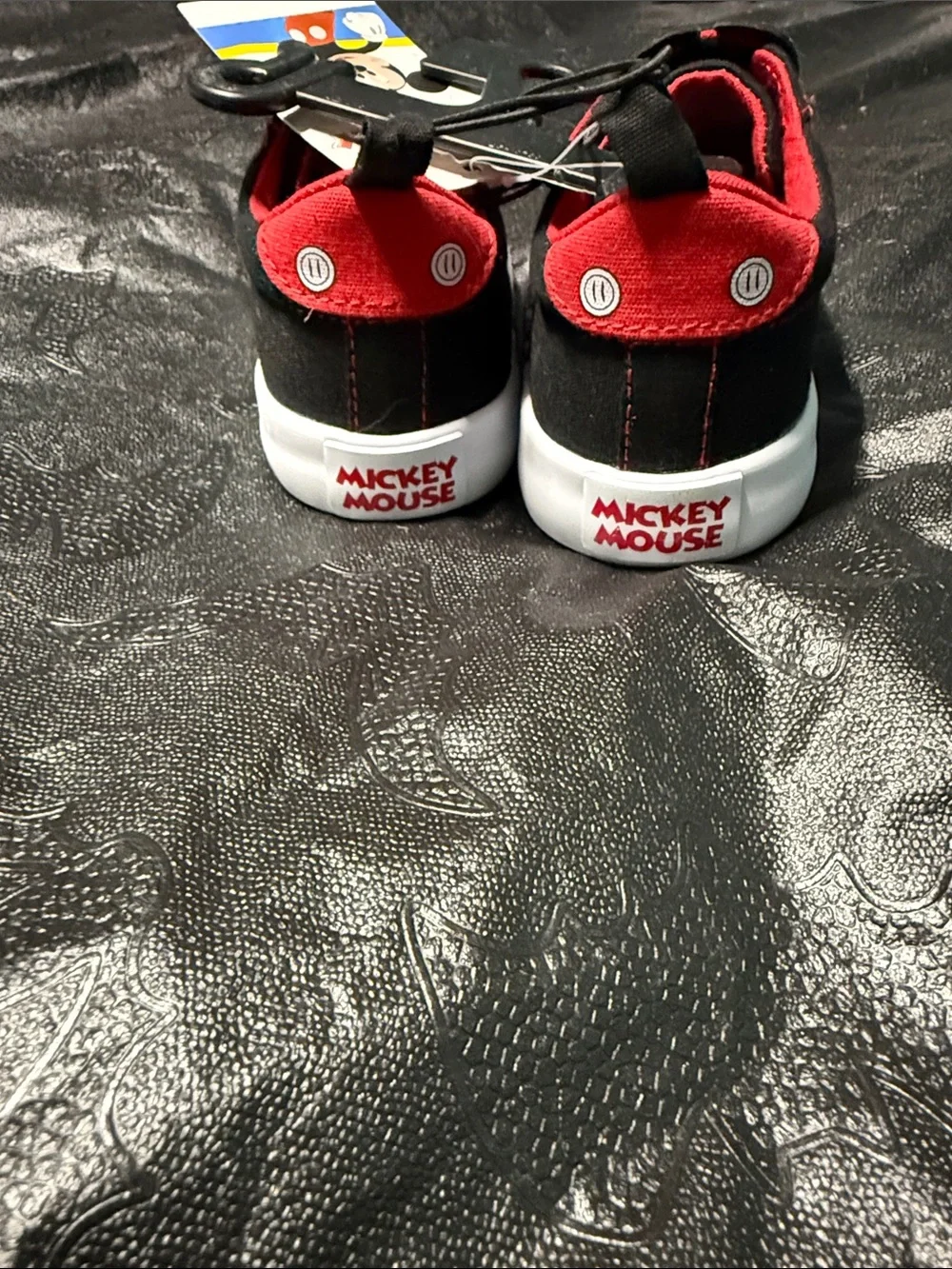 Disney Kids' Mickey Mouse Black and Red Velcro Sneakers